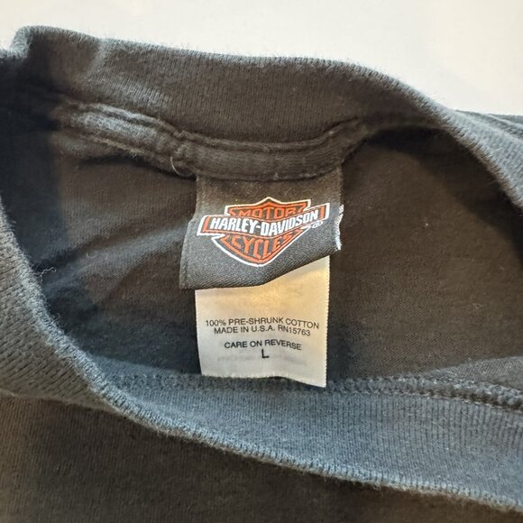 Vintage Y2K Harley Davidson 2005 Mann's Columbus Indiana Black Flames Size Large - Picture 5 of 7